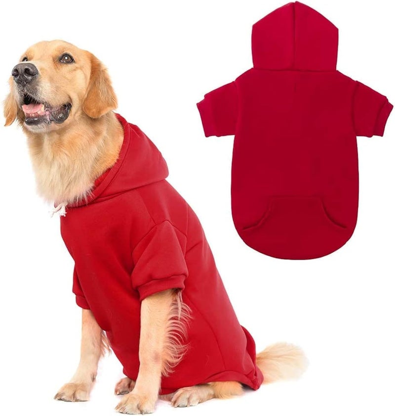 KOOLTAIL Basic Dog Hoodie - Soft and Warm Dog Hoodie Sweater with Leash Hole and Pocket, Dog Winter Coat, Cold Weather Clothes Sweatshirt for Small Medium Large Dogs Puppy Cat Boys Girls Red XXL - Image 1